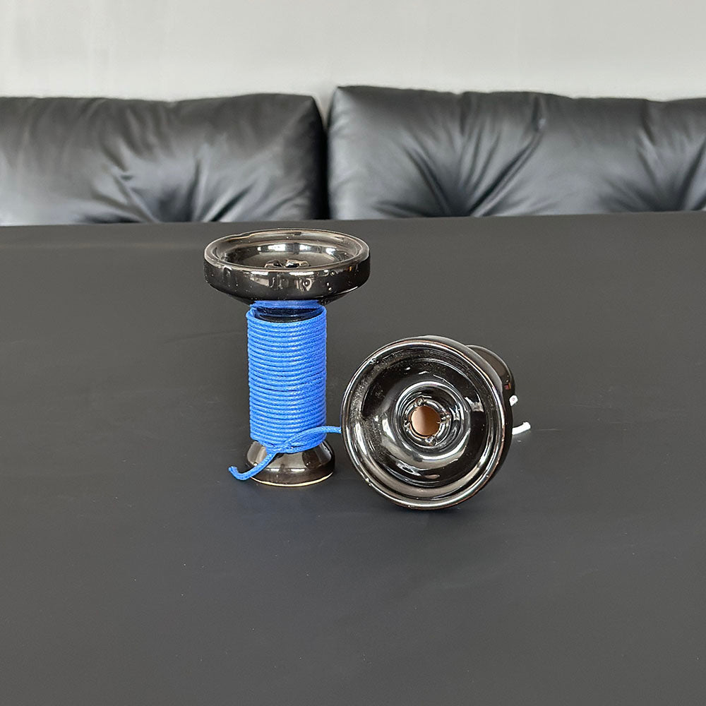 Black Ceramic Hookah Bowl Hemp Rope