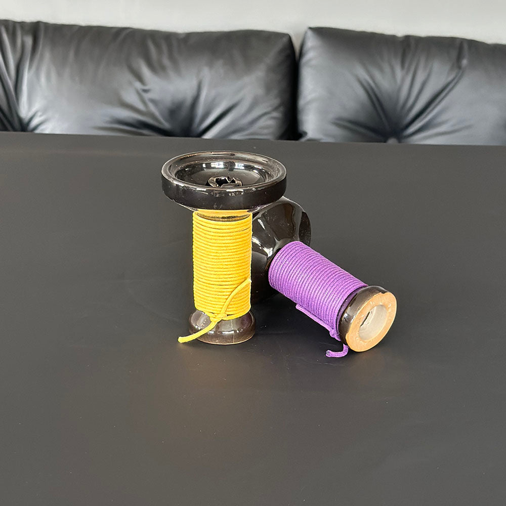 Black Ceramic Hookah Bowl Hemp Rope