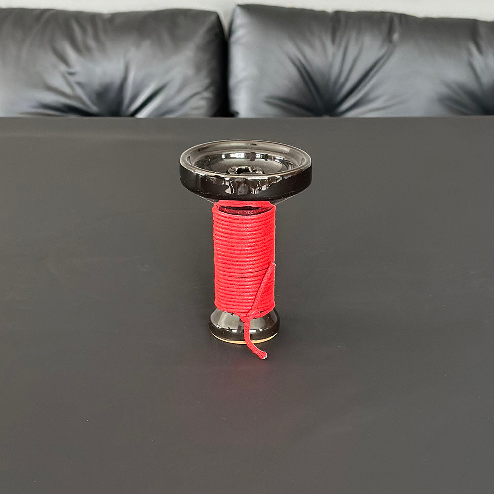 Black Ceramic Hookah Bowl Hemp Rope