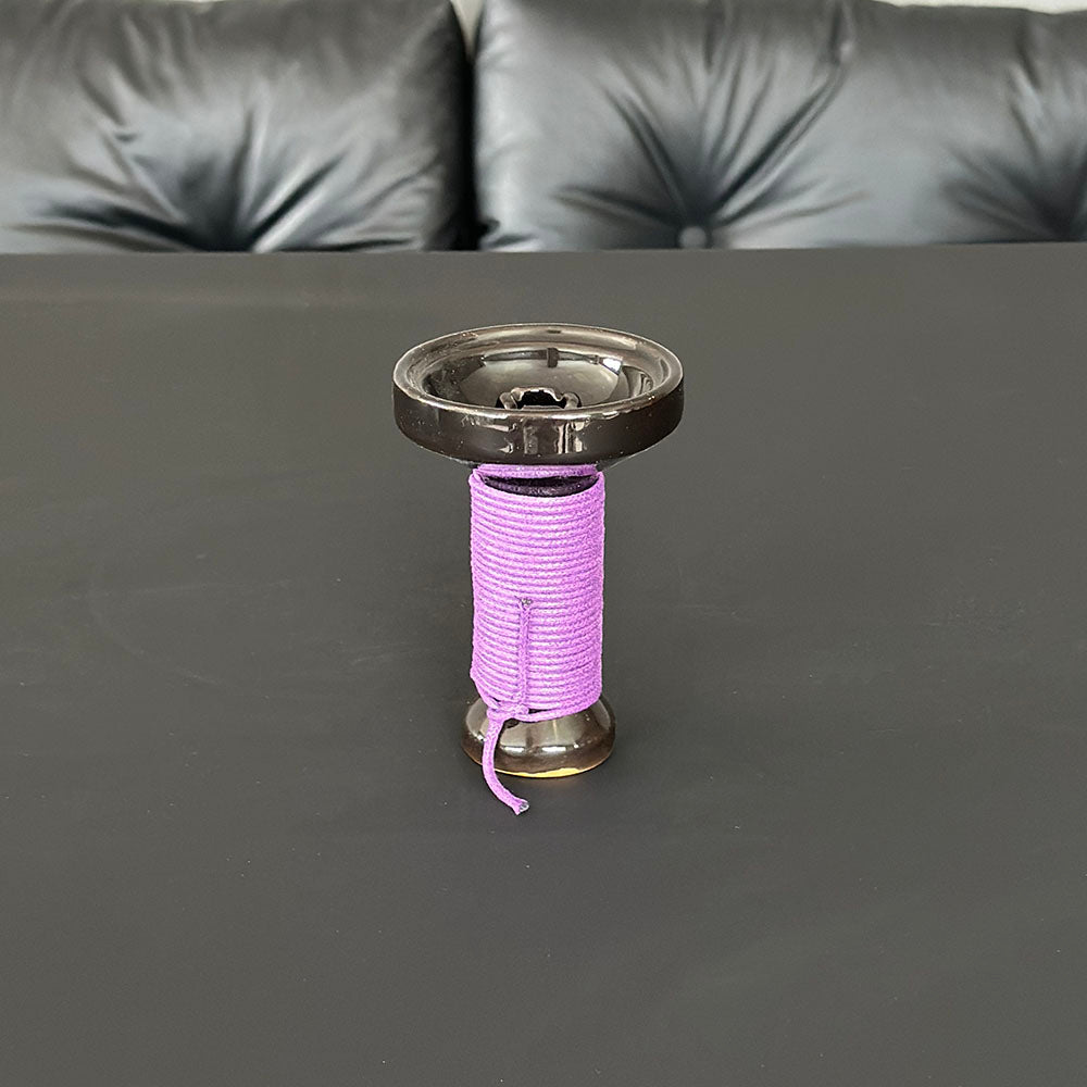 Black Ceramic Hookah Bowl Hemp Rope