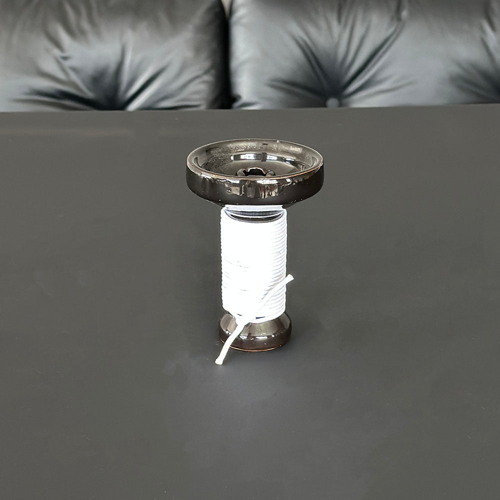 Black Ceramic Hookah Bowl Hemp Rope