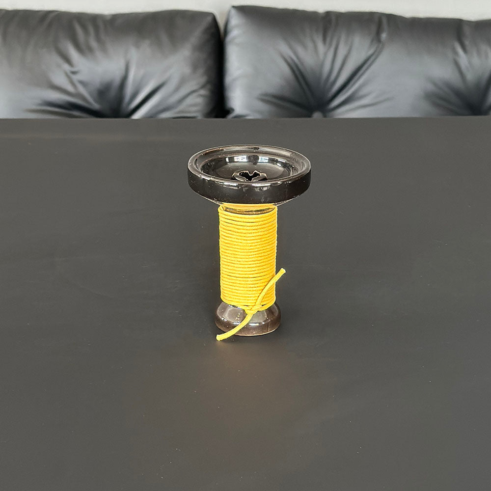 Black Ceramic Hookah Bowl Hemp Rope