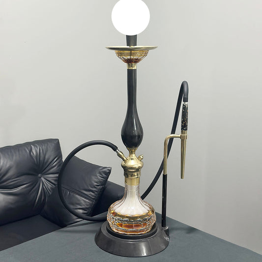 Lauren Black Gold Marble Hookah---LM
