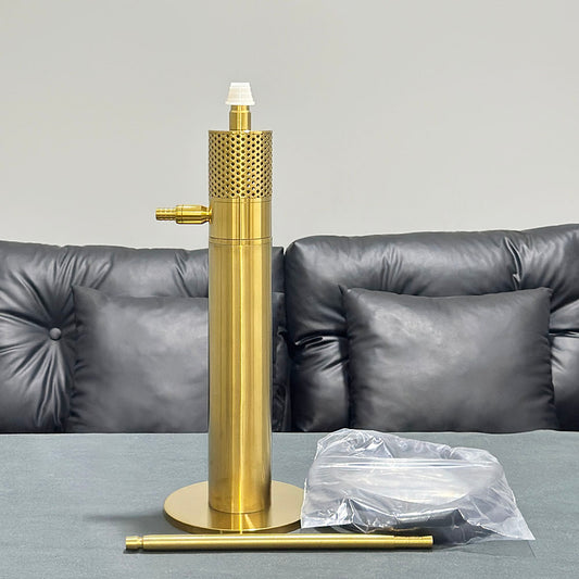43CM Cylindrical Gold Stainless Steel Hookah Set