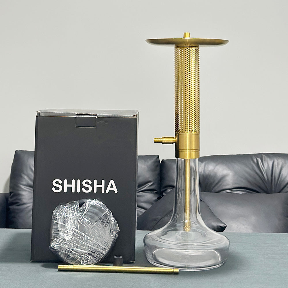 Mesh Design Gold Stainless Steel Hookah---MDG