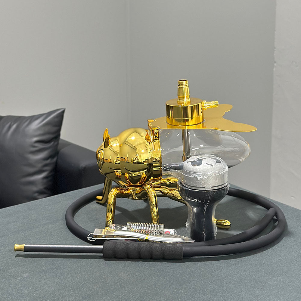 Gold Mini Bee Hookah Set With Led Light
