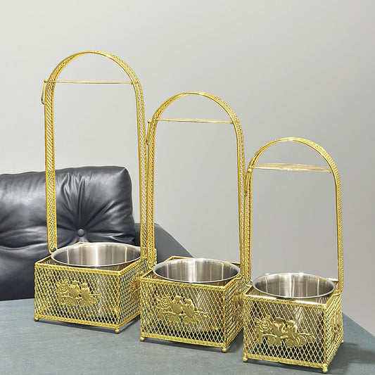 Square Gold Hookah Charcoal Basket