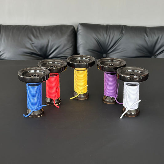 Black Ceramic Hookah Bowl Hemp Rope